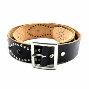 Black Genuine Leather Reversible <b>Belt</b> with Alloy Rectangular Buckle <b>Red</b> Rhinestones Casual Durable Cow Hide - Product Image 5