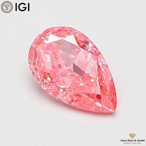 Brilliance raffinée 1,00 CARAT avec certificat IGI, clarté VS2, couleur rose vif fantaisie, diamant cultivé en laboratoire CVD, taille poire pour bijoux - Product Image 1