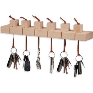 ที่แขวนกุญแจติดผนังไม้สักทำมือพร้อมชั้นวางลอย - ขายส่ง - Product Image 4