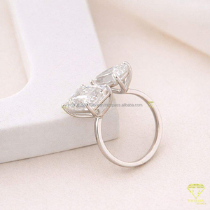 Premium VVS Moissanite Diamond Engagement <b>Ring</b> 925 Sterling <b>Silver</b> <b>Emerald</b> Cut Bridal Jewelry - Product Image 3