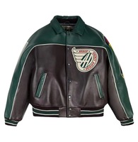 Blouson Bomber AVIREX pour Homme, Division Canadienne, en Cuir Véritable, Coupe-Vent, Écologique, avec Patchwork Brodé, Blousons en Cuir Avirex