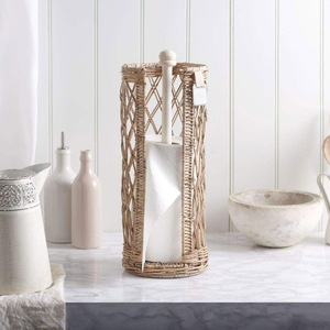 Handmade round rattan paper holder tissue storage <b>box</b> desk & <b>vanity</b> lidded basket organizer - Product Image 5