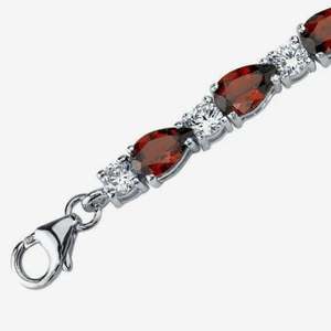 Garnet Teardrop Tennis <b>Bracelet</b> Sterling Silver Gold Pear Shape 13.75 Carat Elegant <b>Red</b> Gemstone Bridal Party Jewelry Gift Her - Product Image 1