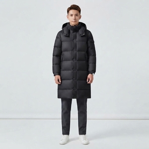 <b>Men's</b> Winter <b>Long</b> <b>Padded</b> Jacket Quilted V-neck Full Length Warm Casual Outdoor <b>Coat</b> Custom Apparel Hip Hop Waterproof - Product Image 1