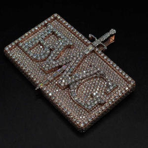 Pendentif personnalisé « BWG » en argent sterling 925 avec diamant moissanite, collier hip hop pour homme et femme - Product Image 1