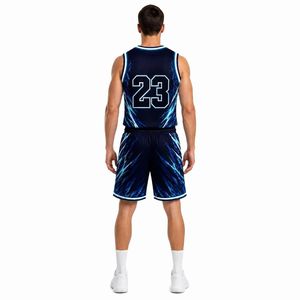 Conjunto de Uniforme de Baloncesto Eléctrico Personalizado para Hombre, Camiseta de Malla Sublimada y Pantalones Cortos, Ropa Deportiva para Equipo, Kit de Equipamiento para Juego, Venta OEM - Product Image 4