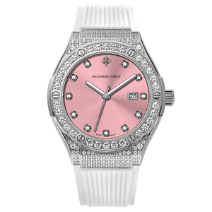 Montre à boucle tendance en acier inoxydable Alexander Ferros 2251FS-18, verre saphir, bracelet en caoutchouc, mouvement à quartz analogique Ronda, étanche 50 m, 33 mm - Product Image 1
