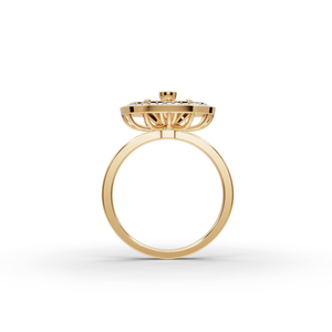 Lotus Petal Lab-Grown Diamond <b>Ring</b> 18K Gold Plated Vintage <b>Statement</b> Jewelry Fine Quality White Gold IGI Certified Engagement - Product Image 2