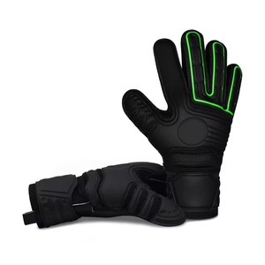 Premium Quality German Latex Custom Design Black and Green Negative Cut Soccer Goalkeeper <b>Gloves</b> With 4mm German Latex - Product Image 2