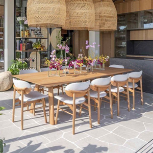 Teak Dining <b>Table</b> Rectangle Wood Top Wooden <b>Legs</b> Modern Scandinavian Design Stable Home Furniture Outdoor Courtyard Use - Product Image 1