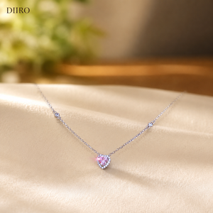 Pendentif en forme de cœur rose en moissanite taillée, bijou en argent sterling 925 pour femme, à porter au quotidien - Product Image 1