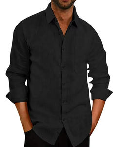 Camisa de Lino Personalizada al por Mayor para Hombre, Chemise Homme, Camisas Blancas para Hombre - Product Image 2