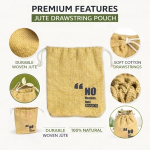 ถุงผ้าปอกระเจาแบบมีเชือกผูก ย่อยสลายได้ เป็นมิตรกับสิ่งแวดล้อม 100% ธรรมชาติ ใช้ซ้ำได้ เกรดสำหรับอาหาร ใส่ของขวัญ  พร้อมเชือกฝ้าย สำหรับการเดินทาง - Product Image 6