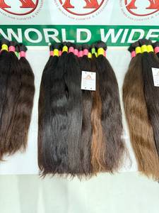 Extensiones de Cabello Humano Remy Indio Liso Largo Color Marrón Virgen a Granel para Fusion 100% Densidad Baby Super Double Drawn Trama Plana - Product Image 6