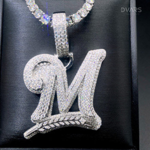 Colgante Personalizado con Letra Inicial VVS Moissanite, Totalmente Cubierto de Diamantes, Alfabeto de la A a la Z, Número, Plata de Ley 925, Chapado en Oro de 18K - Product Image 1