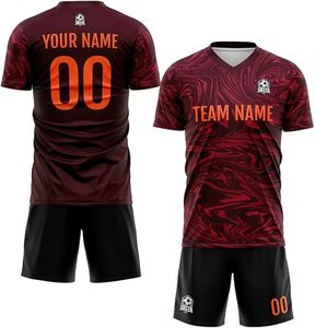 Camisetas y Camisetas de Fútbol para Adultos, 100% Poliéster, Sublimadas, con Nombres, Números y Logotipos Personalizados del Equipo, Transpirables y que Absorben la Humedad - Product Image 1