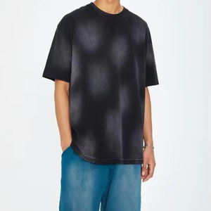 T-shirt à manches courtes gris surdimensionné pour homme, col rond, couleur unie, style décontracté, tissu tricoté 100% coton, respirant - Product Image 4