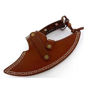 Cortador de Pizza de Acero de Damasco de Grado Industrial Hecho a Mano con Mango de Madera y Funda de Cuero - Product Image 3
