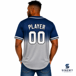 เสื้อเบสบอลแขนสั้นผู้ชาย SINEWY SPORTS สีไล่ระดับ ซับเหงื่อได้ดี ติดกระดุมด้านหน้า ปรับแต่งชื่อและหมายเลขได้ - Product Image 2