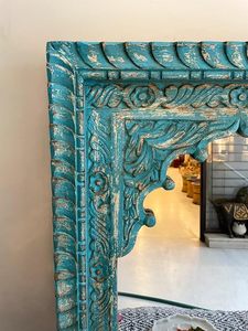 Hand Carved Vintage Wooden Wall <b>Mirror</b> Decorative Rustic Rectangular Accent <b>Mirror</b> for Home Decor - Product Image 3