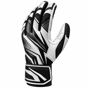 Gants de frappe de baseball personnalisés à prix de gros, gants de baseball de qualité supérieure en cuir blanc et noir - Product Image 2
