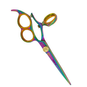 5.5 pouces soins professionnels 3 anneaux arc-en-ciel titane enduit ciseaux ou cisailles professionnel en acier inoxydable coupe de cheveux cisailles - Product Image 5