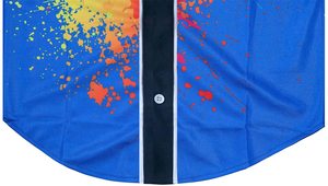 Uniformes Deportivos Sublimados al por Mayor para Equipos de Béisbol y Sóftbol, Camiseta de Béisbol con Botones Completos, Estampado Tie-Dye - Product Image 5