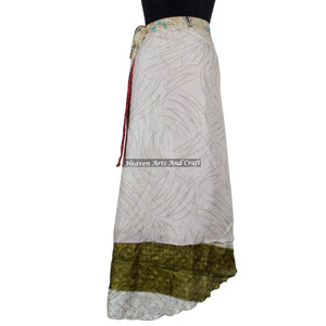 Indian Latest Design Print <b>Wrap</b> Around Maxi Skirt Reversible Sari Recycle Silk <b>Beach</b> Party Wear <b>Wrap</b> Around Skirt - Product Image 4