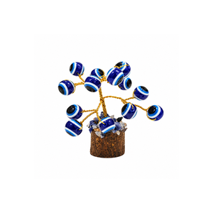 Blue Crystal Sphere Striped Carved Decorative Gemstone Bonsai Mini Hanging Feng Shui Ornament for Home <b>Desk</b> - Product Image 1