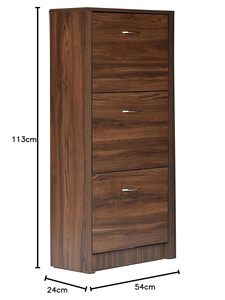 3-Door Engineered Wood Shoe Rack Dark Walnut Finish Matte Look Space-Saving Footwear Organizer for Home - Product Image 3
