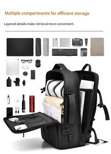 Sac à dos professionnel pour ordinateur portable en polyester enduit PU, antivol, avec rangement sécurisé, pour les détaillants d'accessoires de voyage d'affaires - Product Image 4