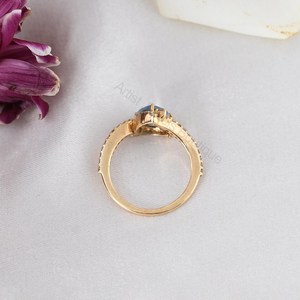 Anillo de Diamantes y Aguamarina Santa María, Oro Sólido de 14K, Joyería Fina, Proveedor Mayorista OEM ODM - Product Image 4