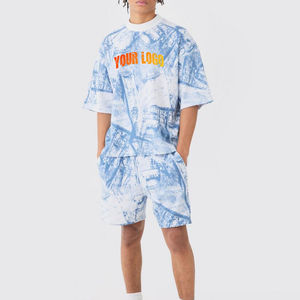 Conjunto de Shorts para Hombre con Diseño Moderno, Estampado con Textura de Mezclilla, Ropa Casual, Conjunto de Shorts para Hombre para Verano, Venta al Por Mayor - Product Image 1