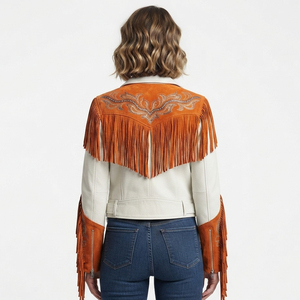 Women Leather Fringe <b>Biker</b> <b>Jacket</b> Ladies Fashion Fringed Leather <b>Jackets</b> Female Zipper Leather Motorcycle Fringe Studded <b>Jacket</b> - Product Image 2