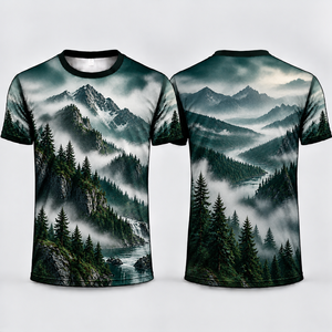 T-shirt pour homme, écologique, à séchage rapide, 100% polyester, coupe classique, manches courtes, imprimé par sublimation, marron orange, topographique - Product Image 5