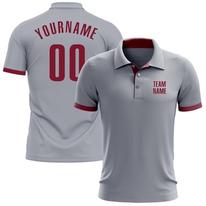 Vente en gros directe OMMIZ INDUSTRY Polo de golf personnalisé gris cramoisi haute performance - Product Image 1