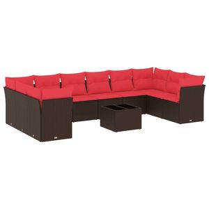Juego de sofás de patio de ratán sintético marrón de 11 piezas con cojines, elegante colección de muebles para exteriores - Product Image 2