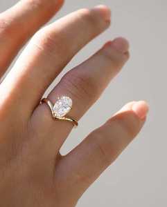 Premium Luxury 2.02CT Oval Cut Diamond Curved Band <b>Ring</b> IGI Certified Lab Grown 14K Solid Gold Unique Design Engagement Wedding - Product Image 4