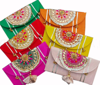 Dompet buatan tangan India ramah lingkungan Gota Pati untuk kerja mewah desain amplop pernikahan dompet hadiah buatan tangan dompet pernikahan amplop