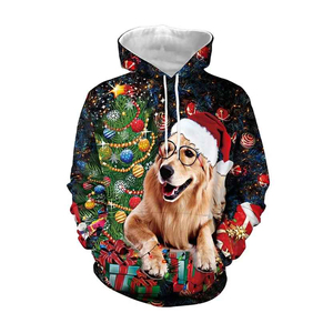 Sudadera con Capucha Personalizada con Estampado de Mercado Navideño para Hombre, Sudadera con Capucha de Poliéster Tejido Informal de Invierno, Corte Regular con Diseño de Bolsillo - Product Image 1