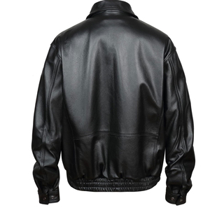 Men's Custom Made Wholesale Coated Stand Collar Vintage Style Hooded Varsity <b>Leather</b> <b>Jacket</b> 100% Genuine Cow <b>Leather</b> - Product Image 4