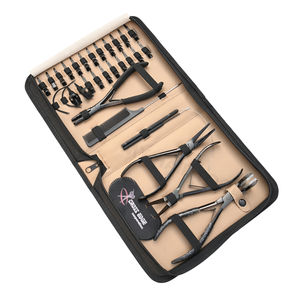 Kit de herramientas para extensiones de cabello: Tenazas negras para extensiones de cabello con cinta adhesiva, herramienta de crimpado de cuentas, agujas de coser para extensiones de cabello, clips y ganchos de bucle. - Product Image 1