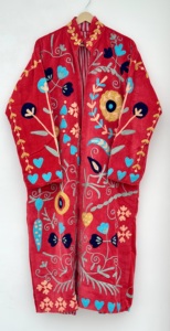 Handmade <b>Velvet</b> Suzani Embroidered Quilted Breathable Eco-Friendly Cotton Lining Long Winter <b>Jacket</b> <b>Women</b> Floral Bohemian Indian - Product Image 3