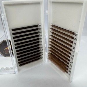 Extensiones de Pestañas de Marca Privada en Bandejas Individuales, 12/16 Líneas, Pelo Sintético Negro Mate, Curvatura CC/DD/M/L, Bandeja Mixta Hecha a Mano - Product Image 4