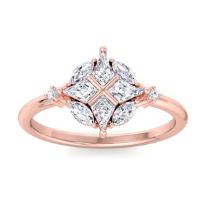 Anillo de Compromiso con Diamantes Cultivados en Laboratorio, Corte Marquesa y Princesa, Diseño de Estrella, Oro Blanco de 18k con Baño de Rodio, Ajuste Perfecto para Mujer - Product Image 1