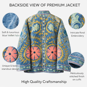 Blouson Bomber en Velours Artisanal Premium pour Femme avec Broderie Florale et Col Montant – Veste Décontractée – Vente Directe Usine - Product Image 2