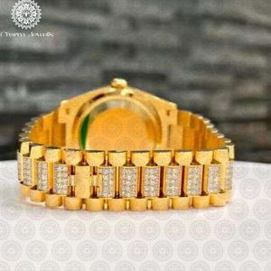 Charm Jewels Luxury Men's Yellow Gold <b>Diamond</b> <b>Watch</b> Round Analog Quartz 42mm Sapphire Crystal Folding Clasp - Product Image 6