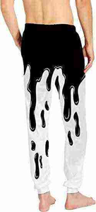 Men's Black <b>White</b> Dripping Print Sweatpants Elastic Waist Drawstring Casual <b>Joggers</b> Midweight Polyester Autumn Wear - Product Image 3