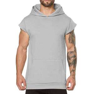 2026 Custom Logo Wholesale Comfortable and Breathable <b>Men</b> Short Sleeve Hoodie Gym Fitness <b>Sleeveless</b> <b>Hoodies</b>. - Product Image 3