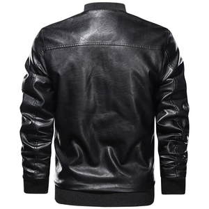 Wholesale Pakistan Factory High Quality Dyed Stand Collar Zipper Front PU Leather Windproof <b>Smart</b> Casual <b>Men's</b> Winter <b>Jacket</b> - Product Image 2